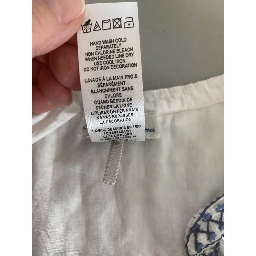 Tommy Bahama Cotton Clip Embroidered Tiered Cover Up Dress White & Blue Size XL - Picture 10 of 11